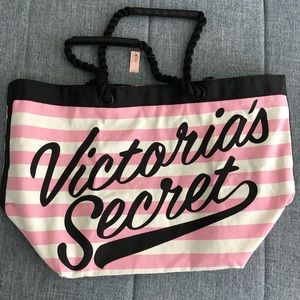 Victoria Secret Canvas striped Beach bag/Tote